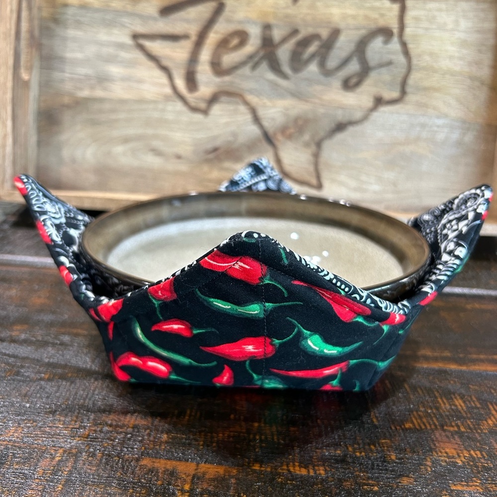 Bowl Koozie (Cozy) - Chili Peppers, Black Bandana